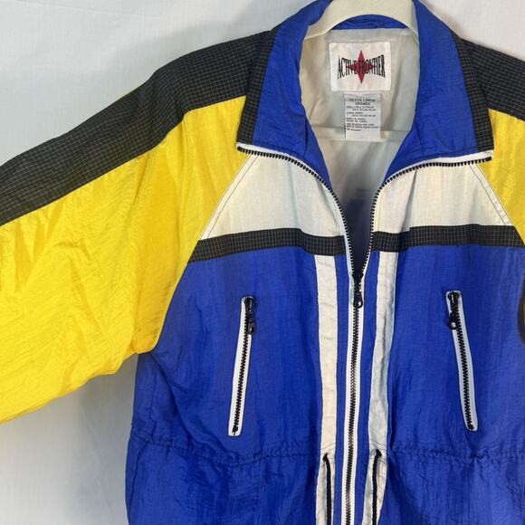 Vtg 80s Active Frontier Womens Petite L Windbreaker Jacket Nylon Colorblock - Picture 2 of 11